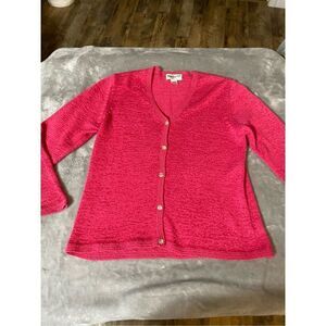 Pendleton Pink Open Knit Button Down Sweater Cardigan Women's M